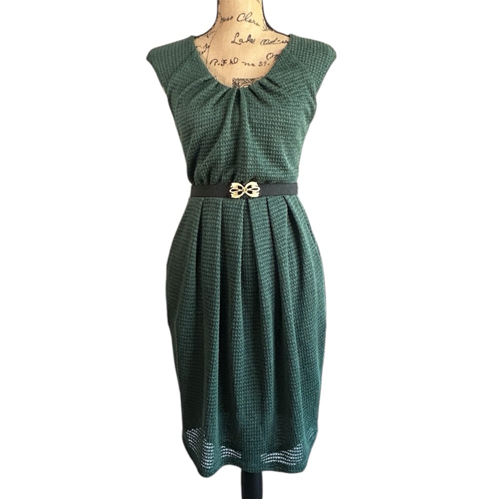 Ciel Knit Cap Sleeve Belted Dress